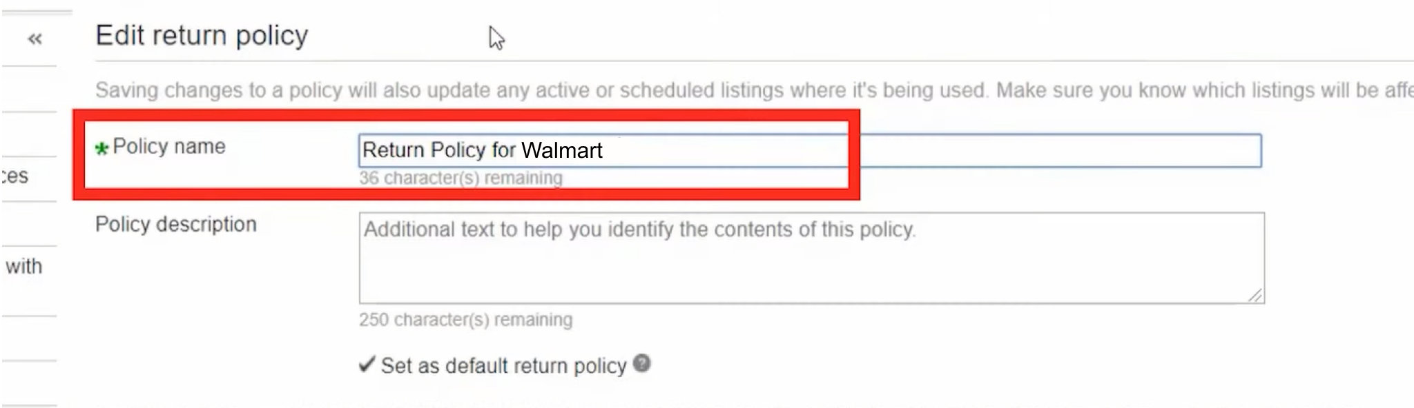 Rückgaberichtlinie für Walmart Dropshipping